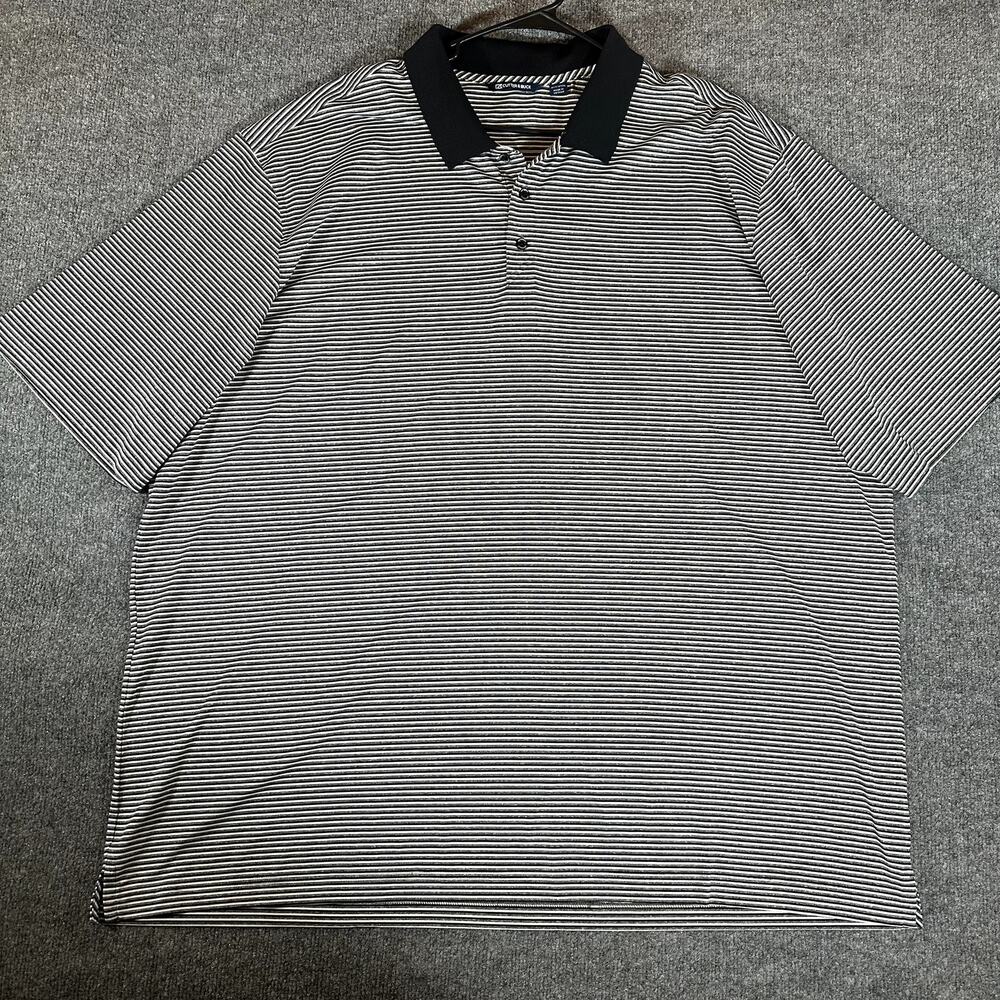 Cutter & Buck Polo Men 4XT 4XLT Black White Stripe Golf Performance Stretch